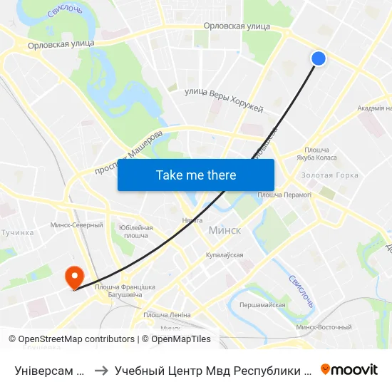 Універсам Рыга to Учебный Центр Мвд Республики Беларусь map