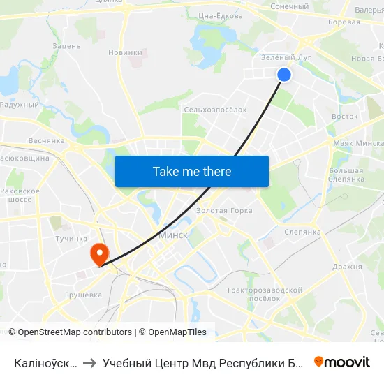Каліноўскага to Учебный Центр Мвд Республики Беларусь map