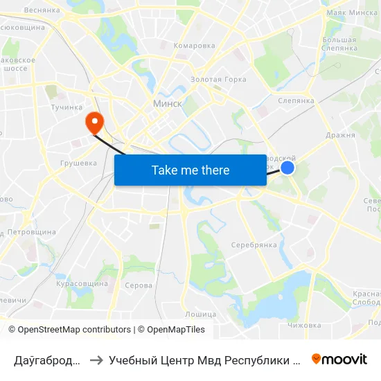 Даўгабродская to Учебный Центр Мвд Республики Беларусь map