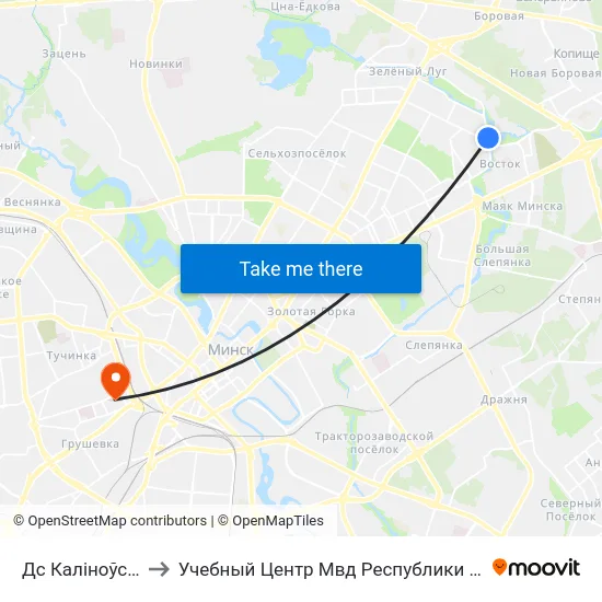 Дс Каліноўскага to Учебный Центр Мвд Республики Беларусь map
