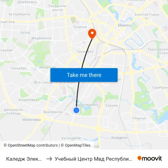 Каледж Электронікі to Учебный Центр Мвд Республики Беларусь map
