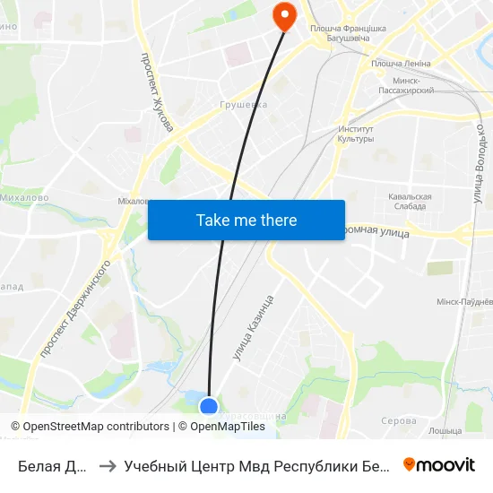Белая Дача to Учебный Центр Мвд Республики Беларусь map