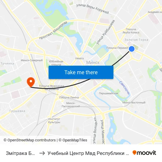 Змітрака Бядулі to Учебный Центр Мвд Республики Беларусь map