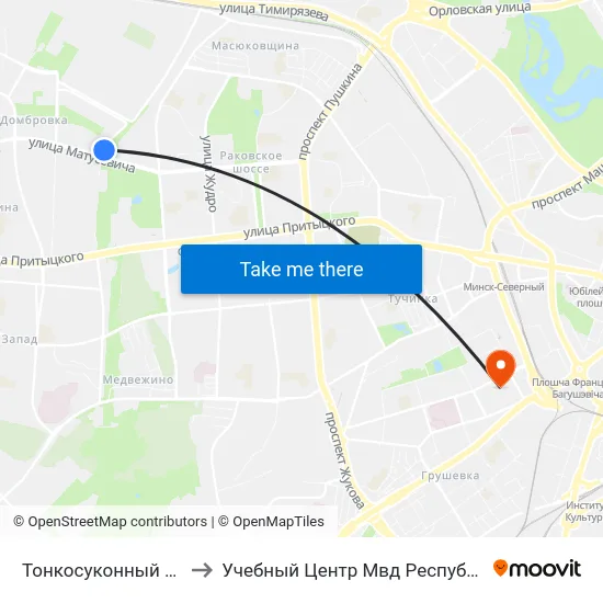 Тонкосуконный Комбинат to Учебный Центр Мвд Республики Беларусь map