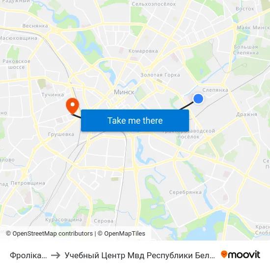 Фролікава to Учебный Центр Мвд Республики Беларусь map