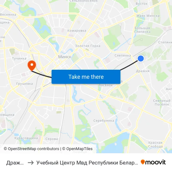 Дражня to Учебный Центр Мвд Республики Беларусь map