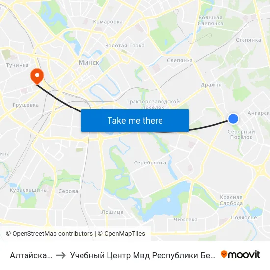Алтайская-2 to Учебный Центр Мвд Республики Беларусь map