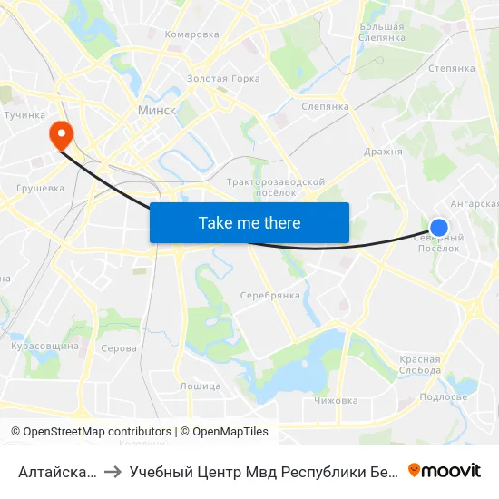 Алтайская-1 to Учебный Центр Мвд Республики Беларусь map