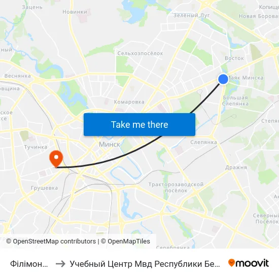 Філімонава to Учебный Центр Мвд Республики Беларусь map
