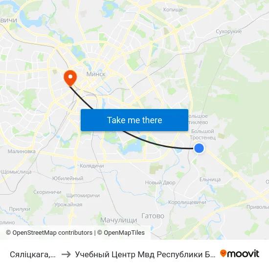 Сяліцкага, 105 to Учебный Центр Мвд Республики Беларусь map