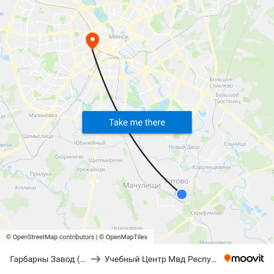 Гарбарны Завод (Кожзавод) to Учебный Центр Мвд Республики Беларусь map