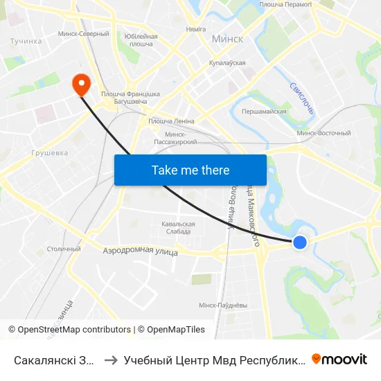 Сакалянскі Завулак to Учебный Центр Мвд Республики Беларусь map