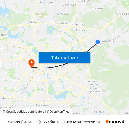 Бэзавая (Сиреневая) to Учебный Центр Мвд Республики Беларусь map