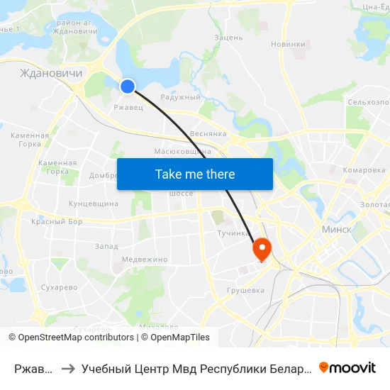 Ржавец to Учебный Центр Мвд Республики Беларусь map