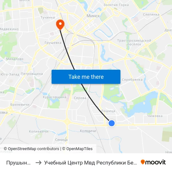 Прушынскіх to Учебный Центр Мвд Республики Беларусь map