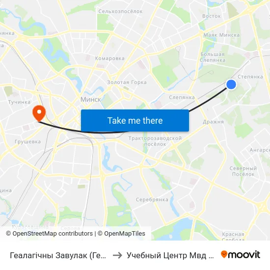 Геалагічны Завулак (Геологический Переулок) to Учебный Центр Мвд Республики Беларусь map