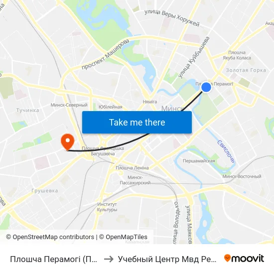 Плошча Перамогі (Площадь Победы) to Учебный Центр Мвд Республики Беларусь map