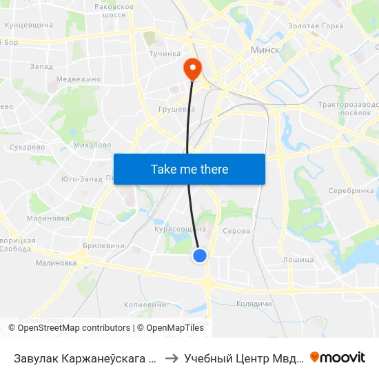 Завулак Каржанеўскага (Переулок Корженевского) to Учебный Центр Мвд Республики Беларусь map