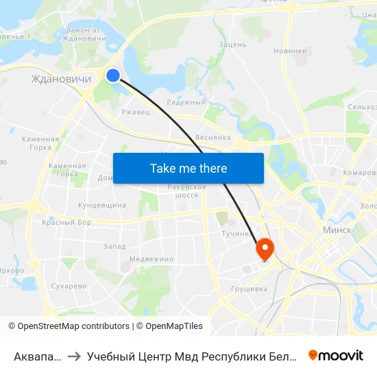 Аквапарк to Учебный Центр Мвд Республики Беларусь map