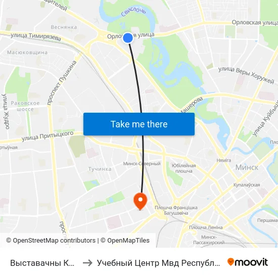Выставачны Комплекс to Учебный Центр Мвд Республики Беларусь map