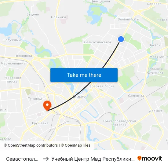 Севастопальская to Учебный Центр Мвд Республики Беларусь map