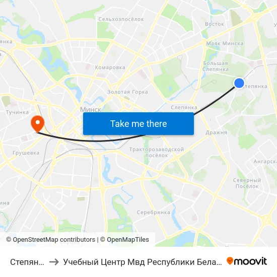 Степянка to Учебный Центр Мвд Республики Беларусь map