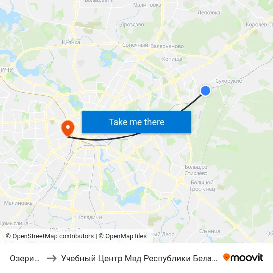 Озерище to Учебный Центр Мвд Республики Беларусь map