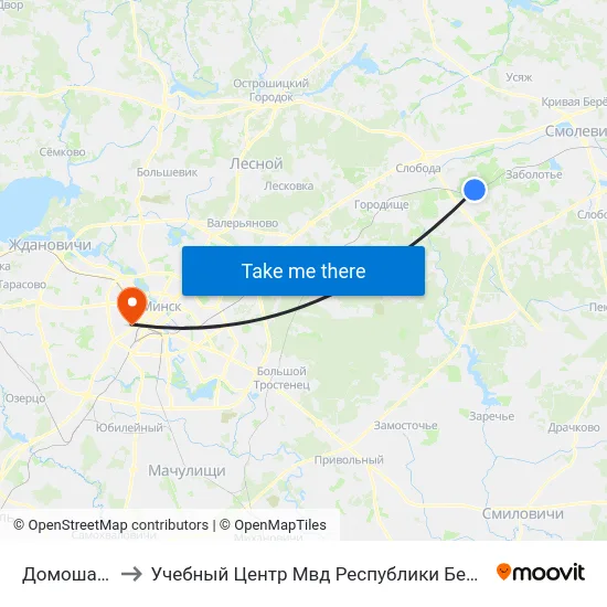 Домошаны to Учебный Центр Мвд Республики Беларусь map
