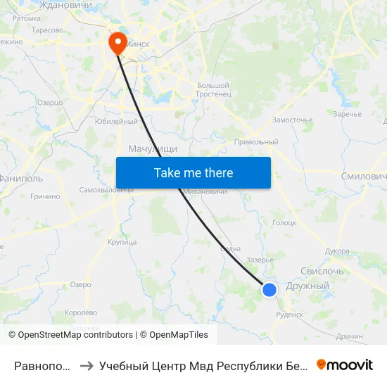Равнополье to Учебный Центр Мвд Республики Беларусь map