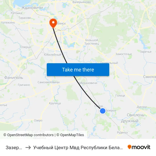 Зазерка to Учебный Центр Мвд Республики Беларусь map
