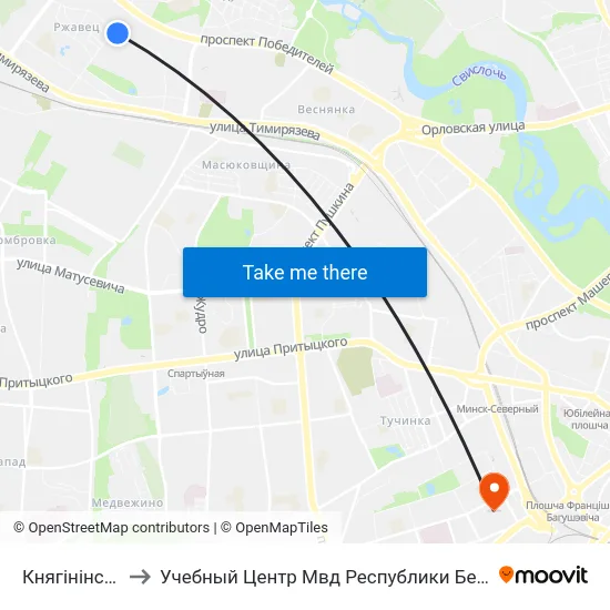 Княгінінская to Учебный Центр Мвд Республики Беларусь map
