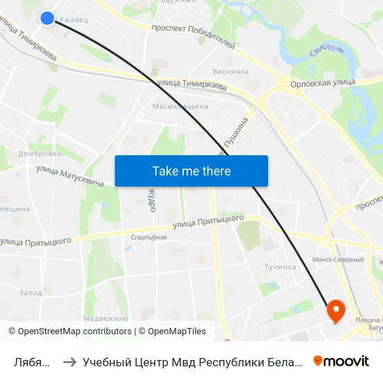 Лябяжы to Учебный Центр Мвд Республики Беларусь map
