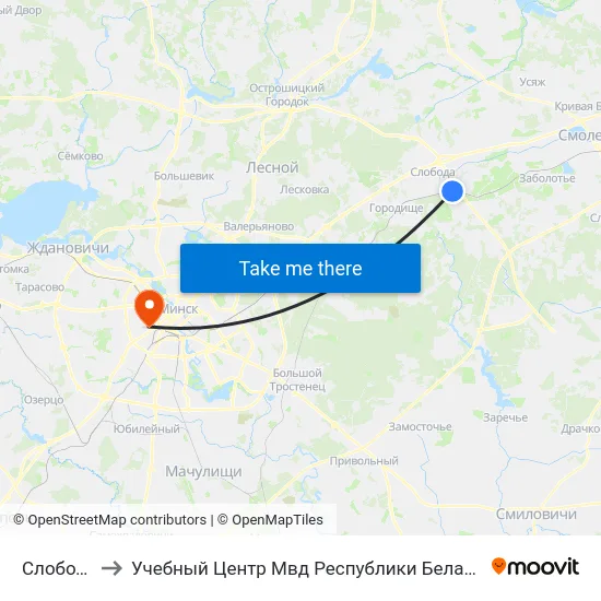 Слобода to Учебный Центр Мвд Республики Беларусь map
