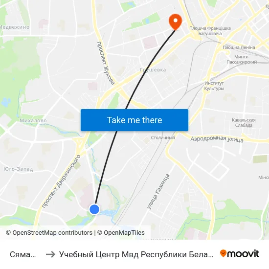 Сямашкі to Учебный Центр Мвд Республики Беларусь map
