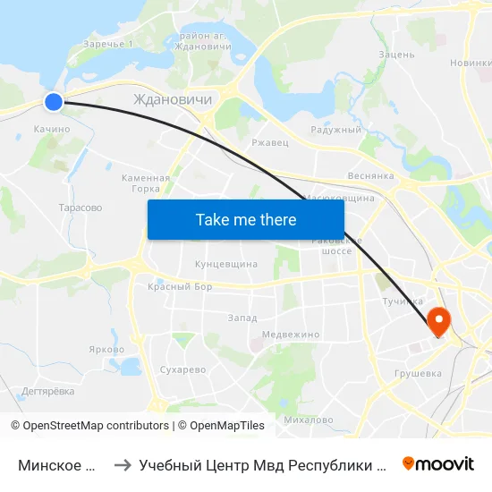 Минское Море to Учебный Центр Мвд Республики Беларусь map