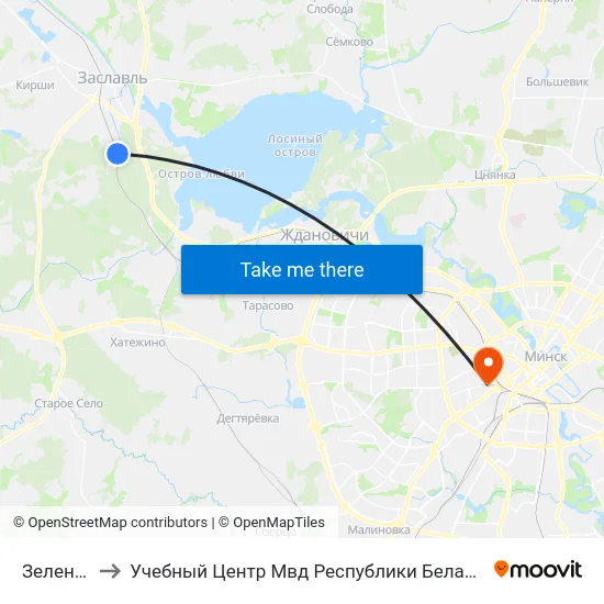 Зеленое to Учебный Центр Мвд Республики Беларусь map