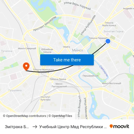 Змітрака Бядулі to Учебный Центр Мвд Республики Беларусь map
