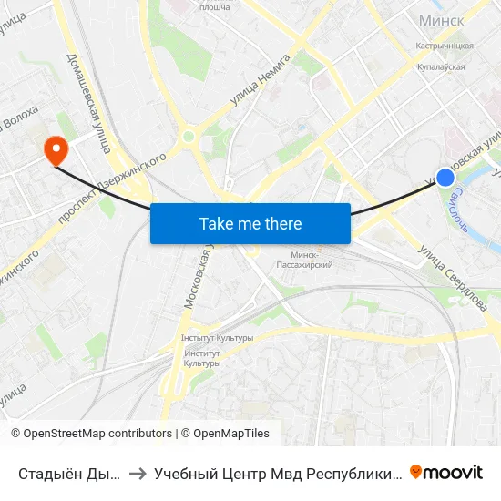 Стадыён Дынама to Учебный Центр Мвд Республики Беларусь map