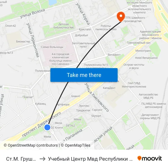 Ст.М. Грушаўка to Учебный Центр Мвд Республики Беларусь map