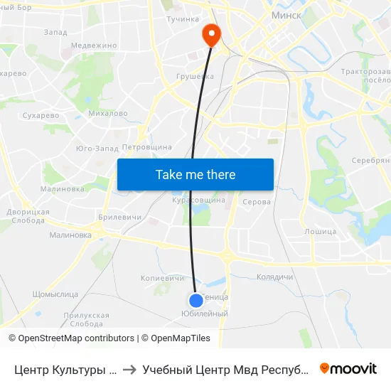 Центр Культуры (Сеница) to Учебный Центр Мвд Республики Беларусь map