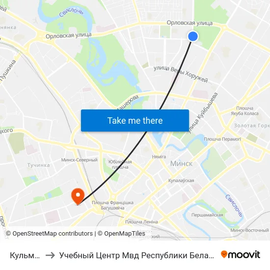 Кульман to Учебный Центр Мвд Республики Беларусь map