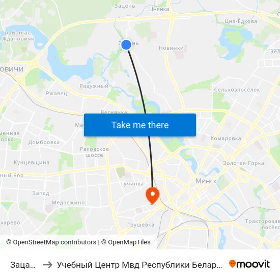 Зацань to Учебный Центр Мвд Республики Беларусь map