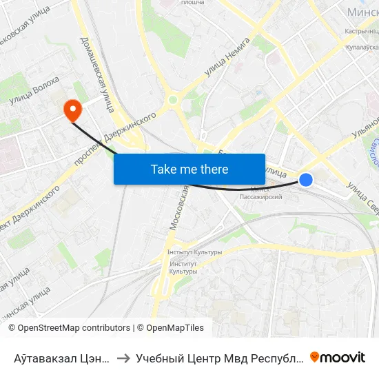 Аўтавакзал Цэнтральны to Учебный Центр Мвд Республики Беларусь map