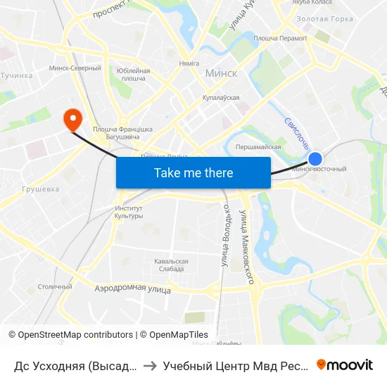 Дс Усходняя (Высадка Пасажыраў) to Учебный Центр Мвд Республики Беларусь map