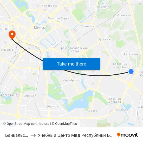 Байкальская to Учебный Центр Мвд Республики Беларусь map