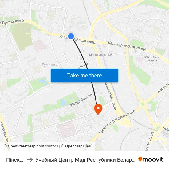 Пінская to Учебный Центр Мвд Республики Беларусь map