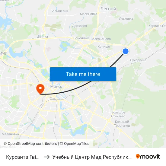 Курсанта Гвішыяні to Учебный Центр Мвд Республики Беларусь map