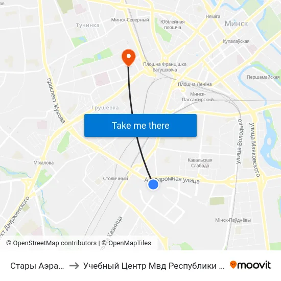 Стары Аэрапорт to Учебный Центр Мвд Республики Беларусь map