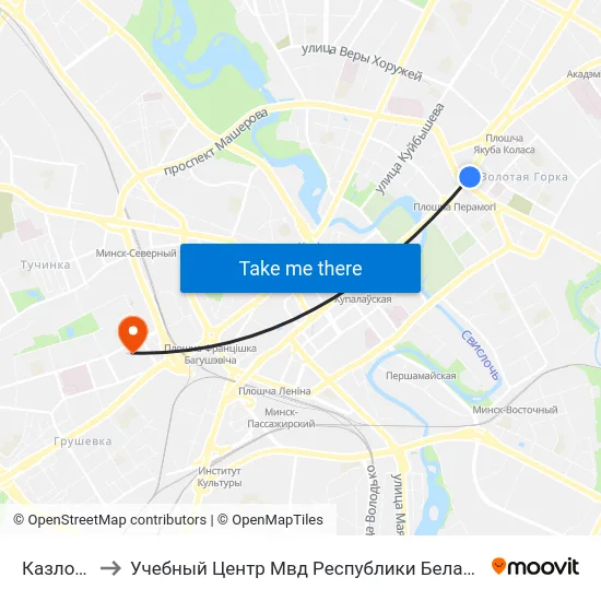 Казлова to Учебный Центр Мвд Республики Беларусь map