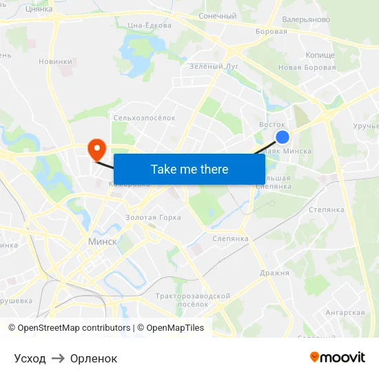 Усход to Орленок map
